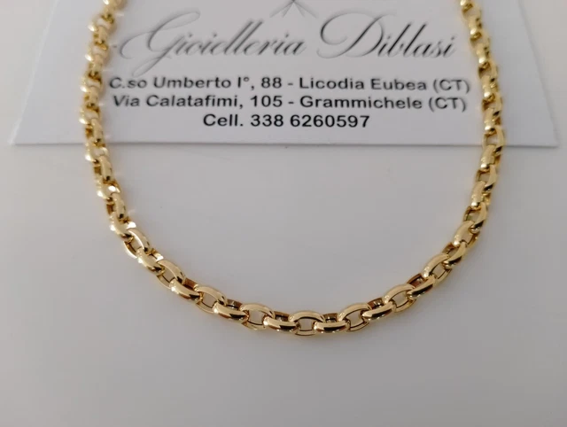 Collier Chaîne En Or 18K Massif - 50 Cm, Or Jaune 750‰, Fabrication Italie, Neuf Avec étiquettes