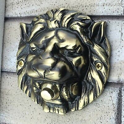 Large Solid Brass Lion's Head Push Button Door Bell Lot Finishes