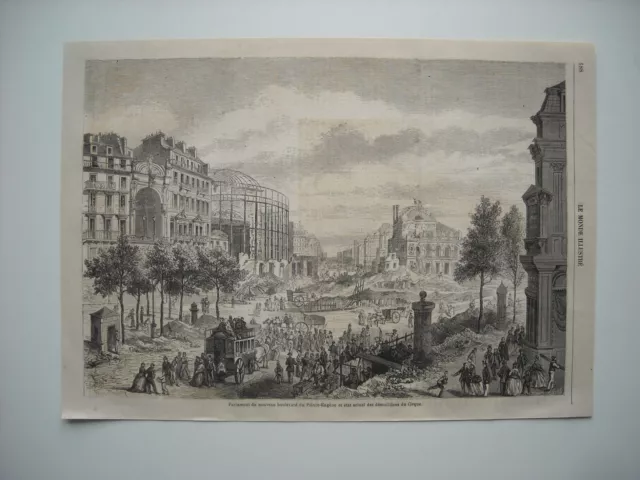 Gravure 1862. Paris. Percement Boulevard Prince-Eugene, Demolitions Du Cirque...