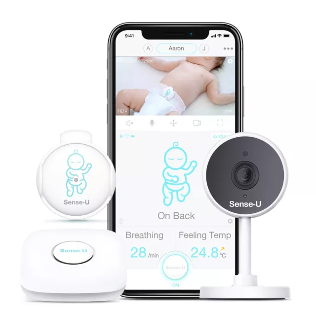 Sense-U Video+Breathing Baby Monitor 3: Breath, Temp, Rollover, Video, Anywhere