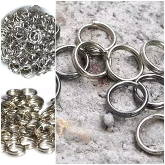 Thick Strong STAINLESS STEEL 10mm Keyring 'Split Rings' Key Chain Links Rhodium 3