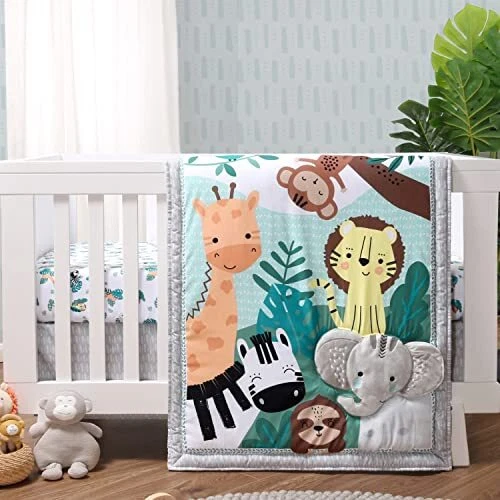 Crib Bedding Set, Safari Animals, 3 Piece Crib Set