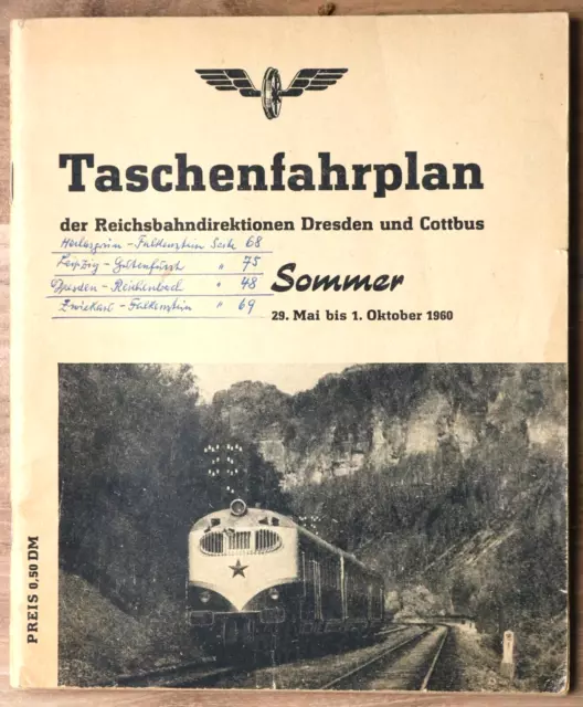 Deutsche Reichsbahn - Taschenfahrplan Rbd Dresden Cottbus Sommerfahrplan 1960