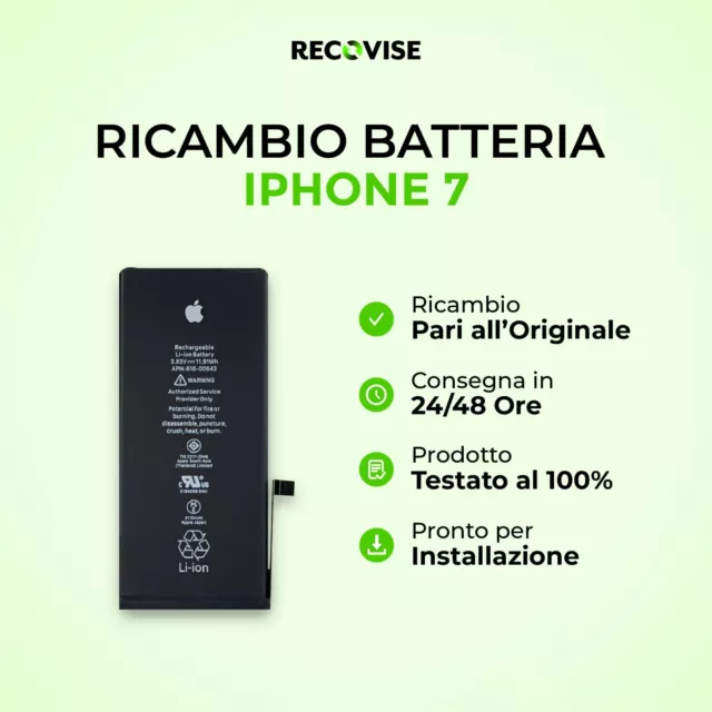 BATTERIA PER APPLE IPHONE 7 DI RICAMBIO | PARI ALL'ORIGINALE 1960 mAh