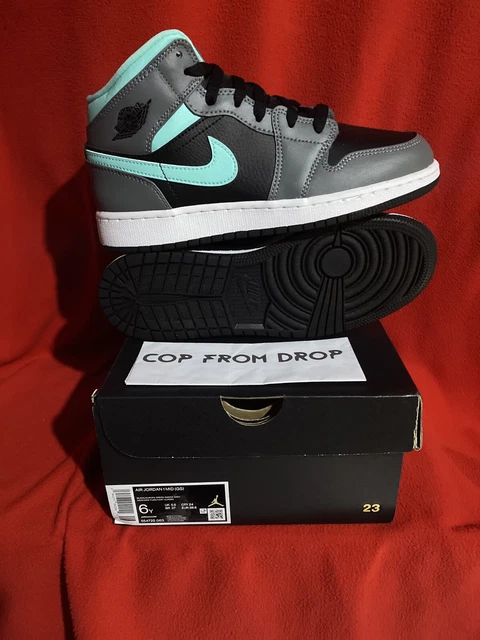 NIKE JORDAN AIR 1 Mid Junior Black Aurora Green Smoke Grey UK