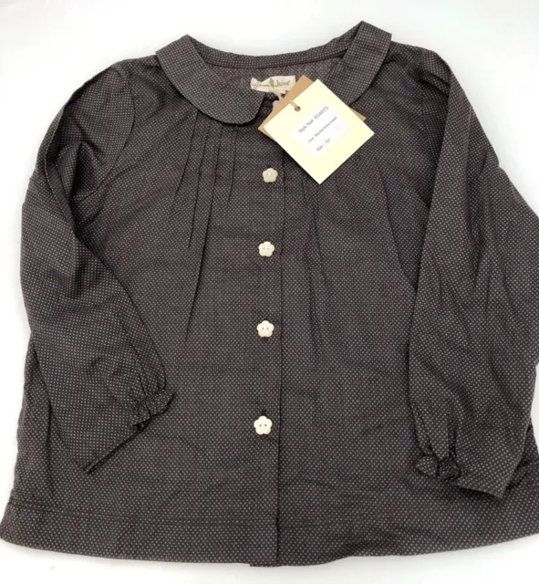 NWT Olive Juice Brown/Blue Girls Blouse size 3 Years