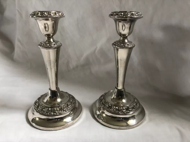Vintage Ianthe PAIR OF SILVER PLATE ORNATE CANDLE STICKS