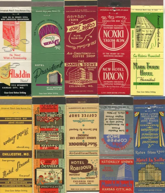 100 Missouri Front Strike Matchcovers - Missouri Cities & Towns