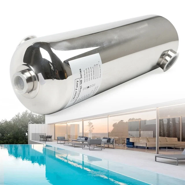 LZQ Pool Wärmetauscher Edelstahl – 60KW Gegenstrom-Heizer Für Schwimmbad, SPA & Whirlpool, G1½ Anschluss, Energiesparend, Ohne Strom
