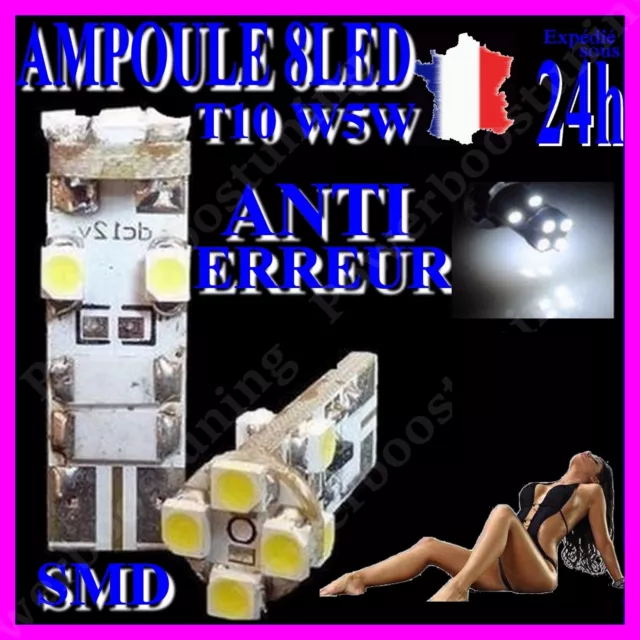 Ampoule W5W T10 A Led Smd Lampe Phare Veilleuse Blanche Xenon Anti Erreur Canbus