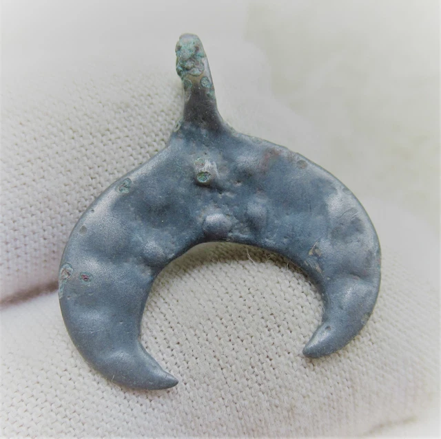 A15 Circa 900 - 1100 Ad Viking Era Norse Bronze Lunar Amulet Wearable Artefact