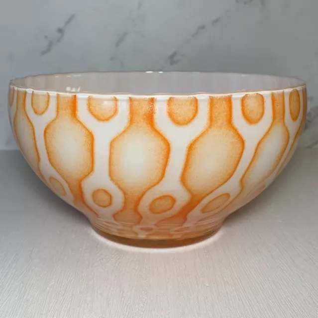 Kosta Boda Sweden Hand Blown Orange Lolly Bowl by Olle Brozen 9" Signed 3