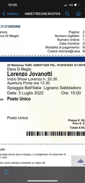 Biglietti concerto Jova beach party Lignano Sabbiadoro