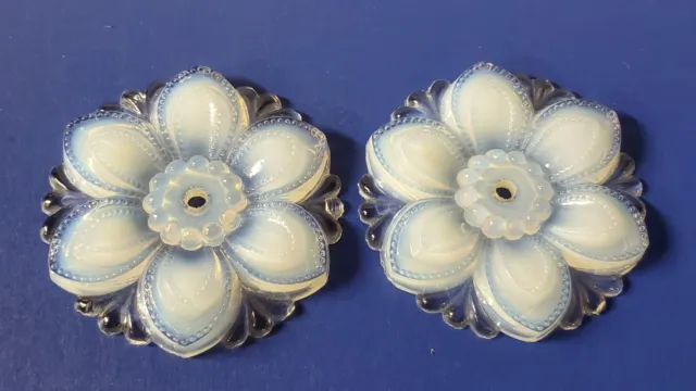 Pair Opalescent Flower Curtain Tiebacks Medallions No Hardware