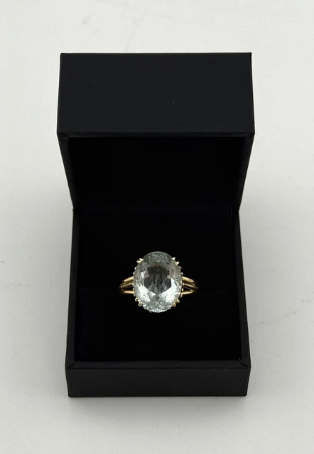 Bague Aigue-marine Or 18 Carats Signée Clerc Paris - Taille 50, Style Art Déco, Occasion