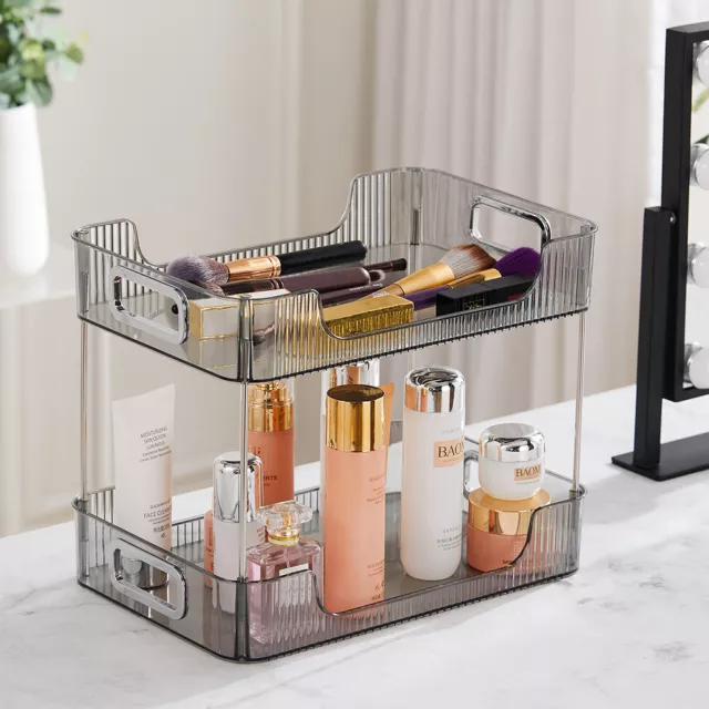 2Tier Pull-out Makeup Organiser Large Cosmetic Storage Box Perfume Display Stand