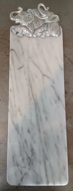 Arthur Court Marmor Fußschneidebrett Käseschablett mit Elefanten 19""×6"" -1987