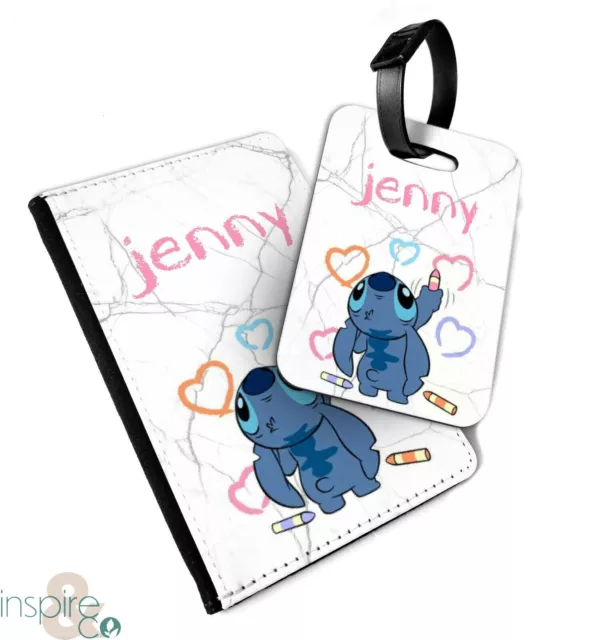 Personalised Crayon Character - Passport Cover & Luggage Tag - Family Love Gift