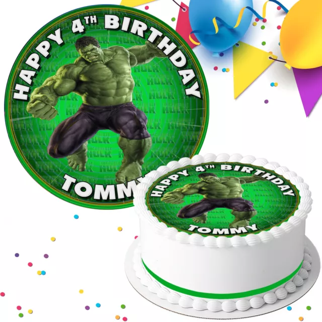 Incredible Hulk Birthday Personalised Edible Cake Topper & Cupcake Toppers Sv031