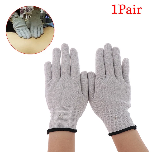 1 paire de gants conducteurs en fibre d'argent pour électrothérapie