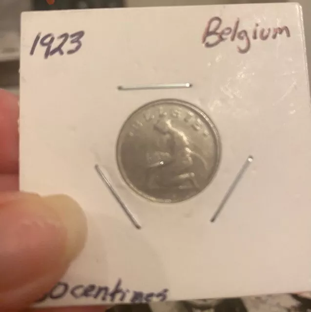 1923 Belgium 50 centimes coin