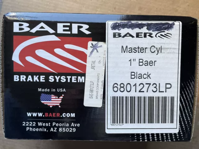 Used Baer Brake Master Cylinder 1” Bore 6801273LP Black