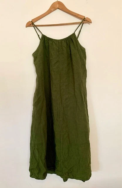 country road green linen dress Slim Fit Sage Green Vertical Striped Linen Shirt main image 0