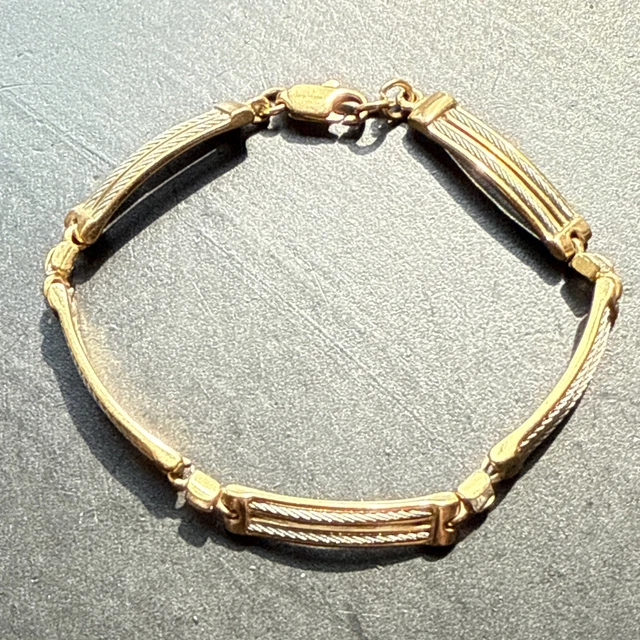 Bracelet Chaîne Gourmette Ancien - Plaqué Or 18k, Style Maille Tank, Perle