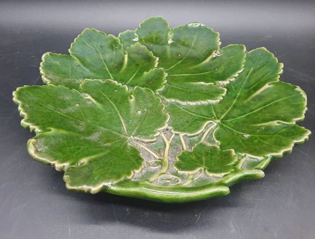 Antique English Majolica Pottery Cabbage Plate Low Bowl 10" No Mark