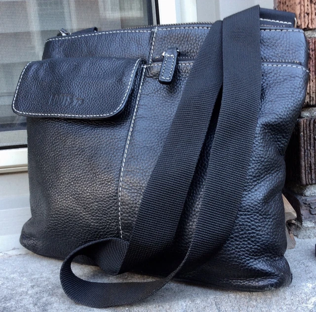 ROOTS 73 CANADA Black Leather Crossbody Bag Messenger Adjustable