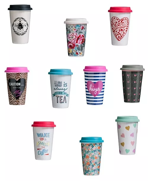 Double Walled Silicone Travel Mugs For Tea Coffee Drink 10 Different Designs