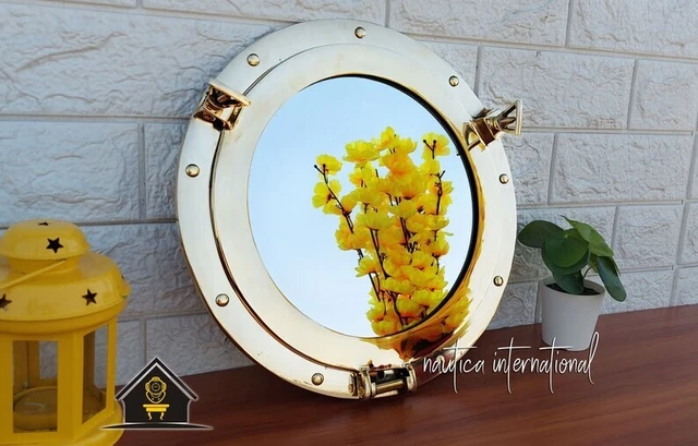 Brass ship's porthole mirror-12" Nautical porthole window-Maritime wall decor