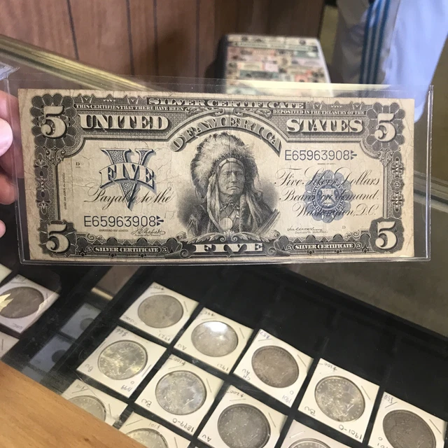 1899 $5 Five Dollars “Chief” Silver Certificate Currency Note - Nice Note