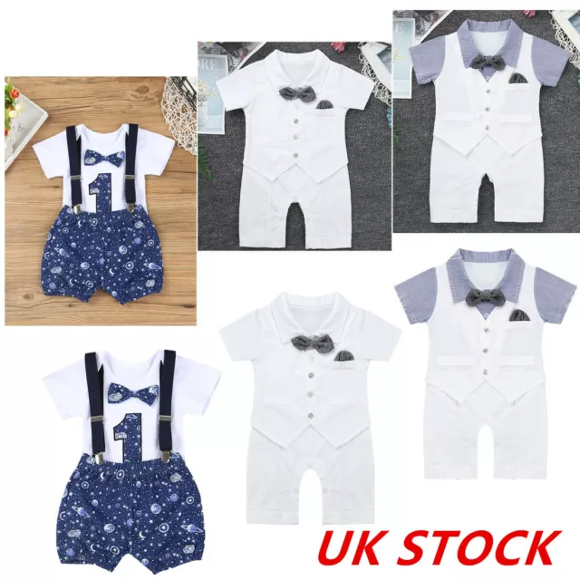 Baby Boys Romper Jumpsuit Gentleman Outfits Set Newborn Birthday Party Clothes