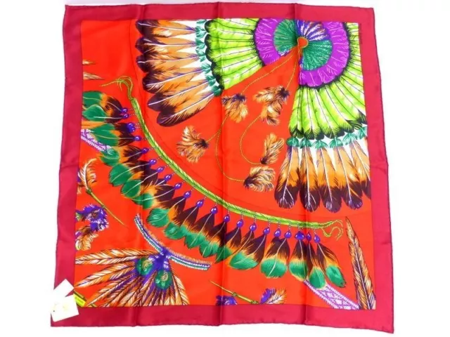 Hermes Carre 70 Silk Scarf  BRAZILⅡ Red/Bright Red/Green New Unused with Box