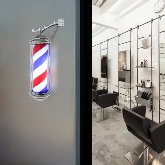 Friseursalon Schild Drehbare LED-Licht Stange Rot Weiß Blau Barber Hair Salon