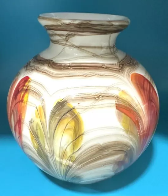 2007 Fenton Art Glass Dave Fetty Feathers 7" Vase Limited Only 850 Made