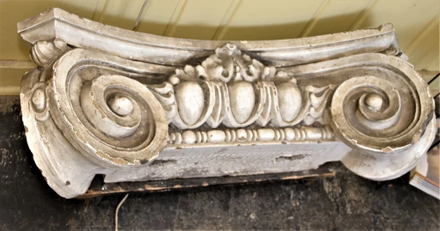 Antique DETROIT Architectural Salvage Terra Cotta Column Capital Top Ionic 1925