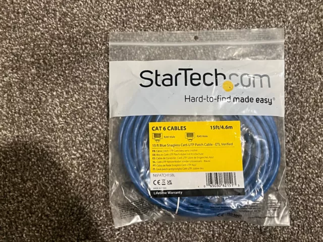 StarTechcom CAT6a Patchcable Ethernet Shielded 15ft-blue