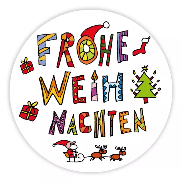 Weihnachtsaufkleber Frohe Weihnachten rund 30 mm, 100 Stück auf Rolle