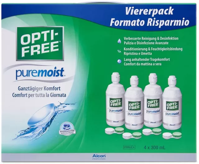 Opti-Free PureMoist Kontaktlinsenpflegemittel, Systempack, Mega Pack 1200 ml XXL