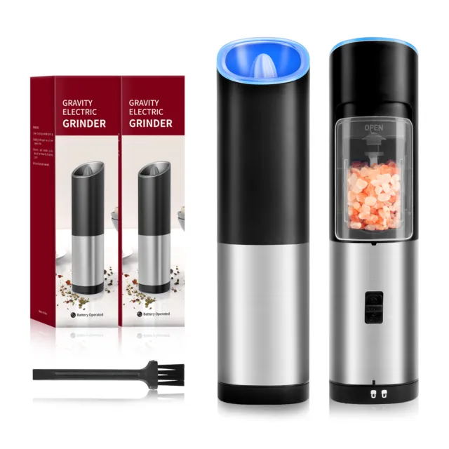 Gravity Electric Salt and Pepper Grinder Set, Adjustable Coarseness Automatic