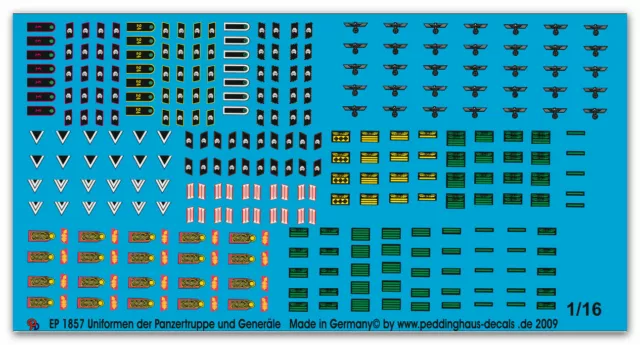 Peddinghaus Decals 1/16 1857 Uniformabzeichen der Panzertruppe und Generäle