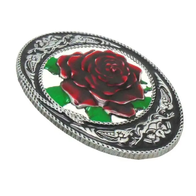 Cowgirl Gift with Pink Flower Western Oval Belt Buckle