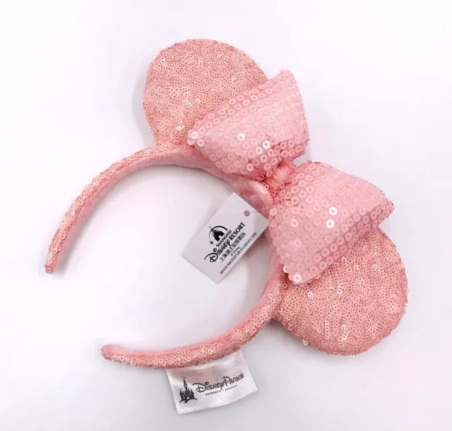 Minnie Ears Bow Millennial Pink New Limited Party Sequins Disney Parks Headband