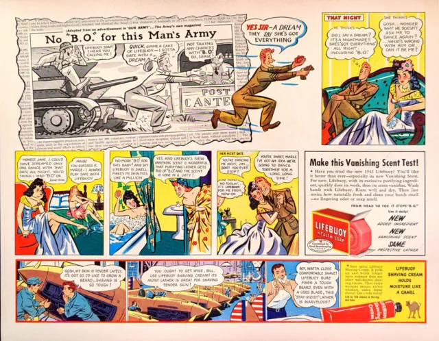 1942 Lifebuoy Health Soap Vintage WWII Print Ad No B O For This Man's Army 2