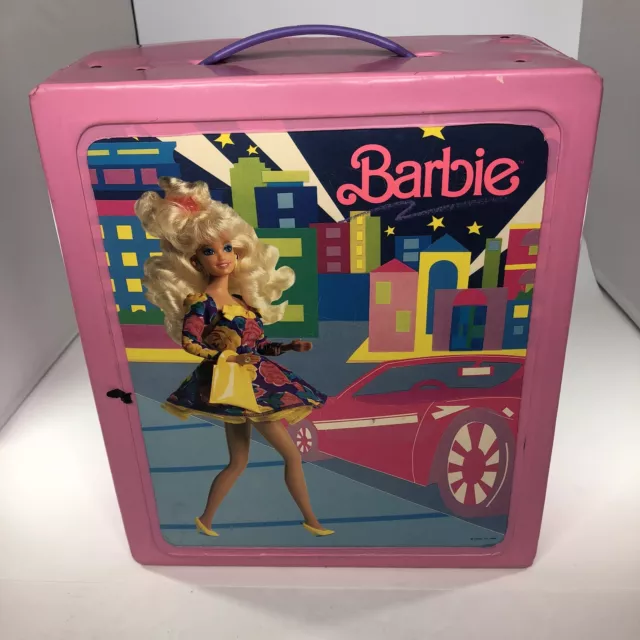 MATTEL BARBIE DOLL Trunk Carrying Case with Dolls Accessories Vintage ...