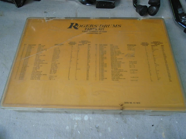 VINTAGE ROGERS 1970's DRUM PARTS KIT DEALER MUSIC STORE REPAIR PARTS BOX #56-220