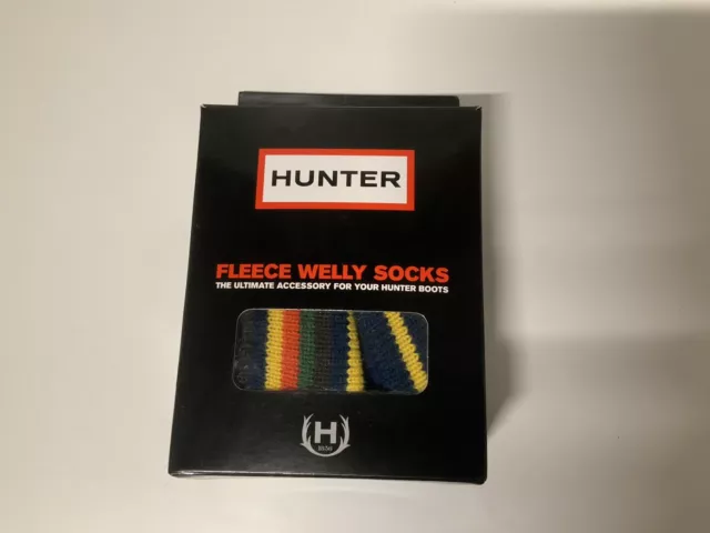 Hunter Original Kids Striped Cuff Welly Socks Size S Uk 13-2 Eu 31-35