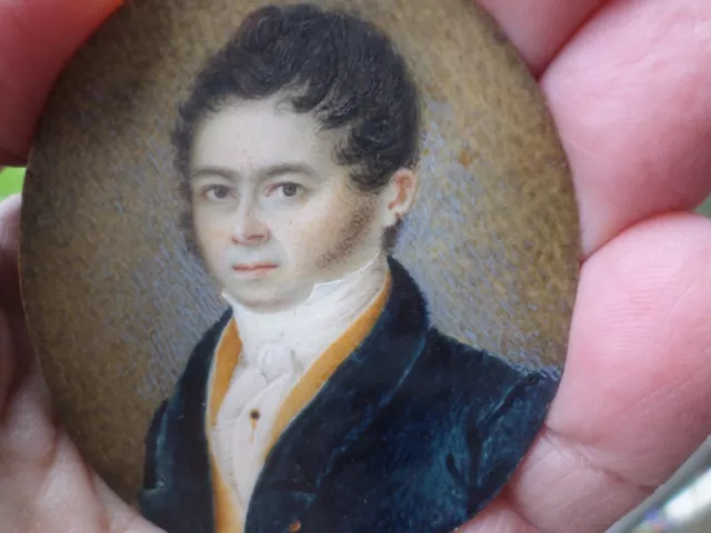 École française XIX-Peinture Miniature-Portrait homme-époque Empire-cadre 2